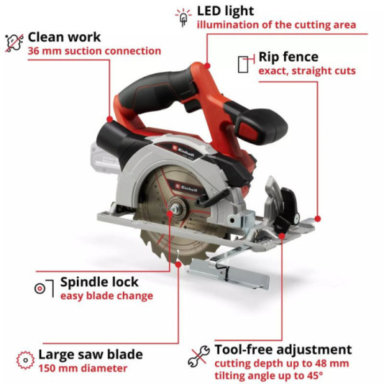 Scie circulaire 18V O150MM te cs 18150 li solo Einhell 4331220