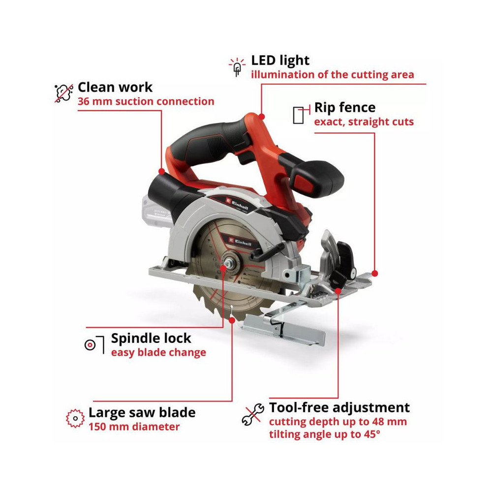 Scie circulaire 18V O150MM te cs 18150 li solo Einhell 4331220