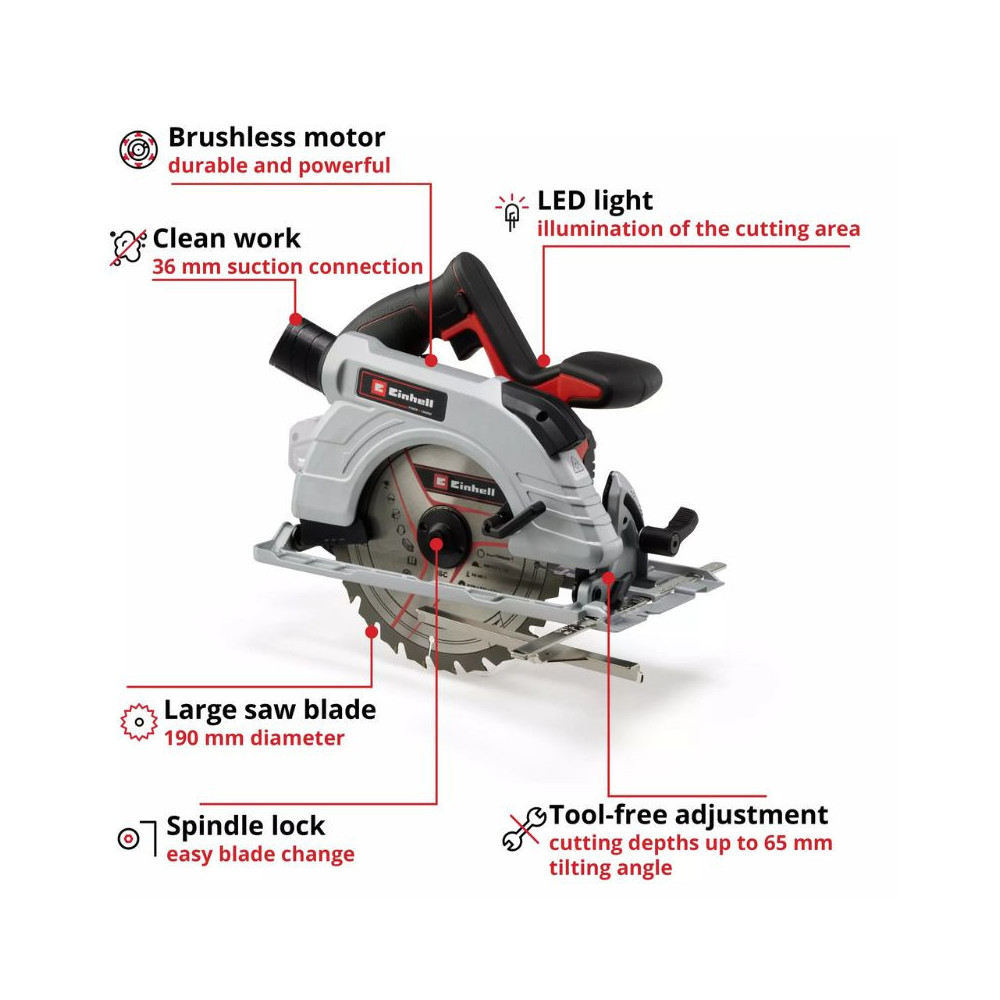 Scie circulaire 18V O190MM tp cs 18190 li bl solo Einhell 4331210