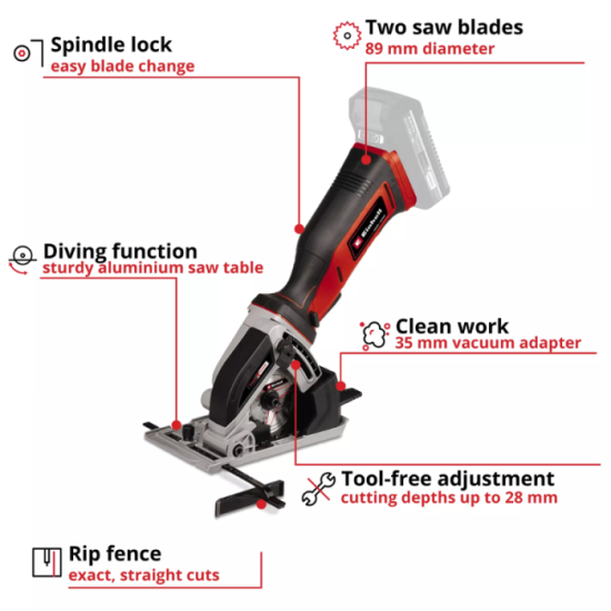 Scie circulaire 18V O89MM te cs 1889 li solo Einhell 4331100