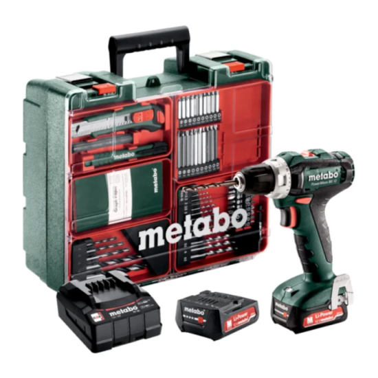 Perceuse visseuse 12V 2X2AH avec accessoires powermaxx bs 12 set Metabo 601036870