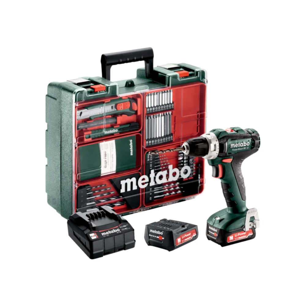 Perceuse visseuse 12V 2X2AH avec accessoires powermaxx bs 12 set Metabo 601036870