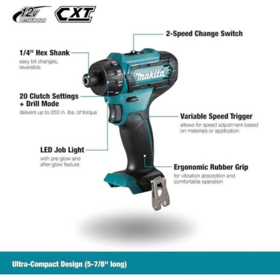 Perceuse visseuse 12V cxt solo Makita DF033DZ