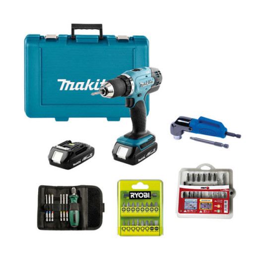 Pack perceuse visseuse avec coffret d accessoires cote brico