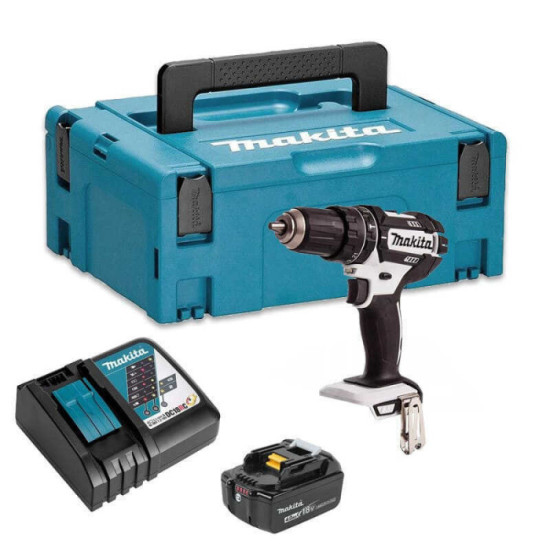 Perceuse visseuse percussion blanche Makita DHP482RMW1J