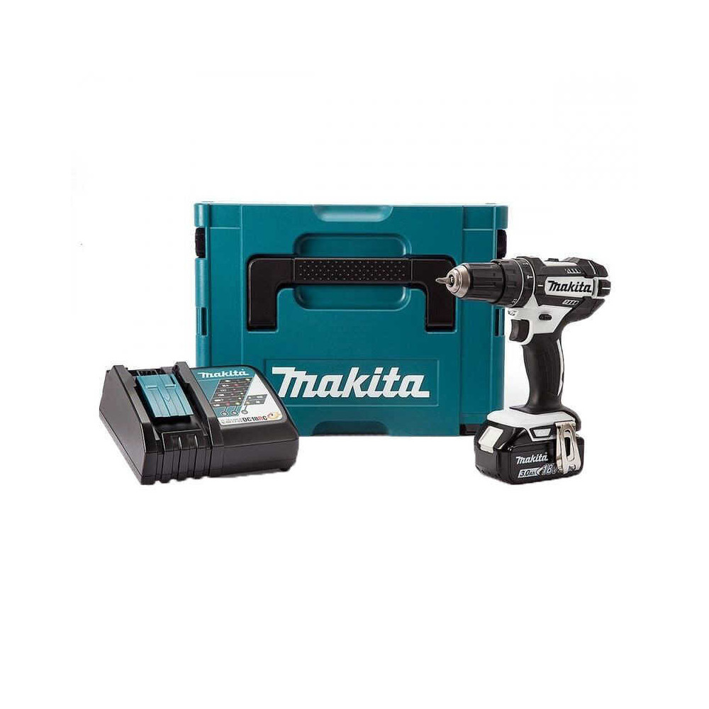 Perceuse visseuse percussion blanche Makita DHP482RM1J