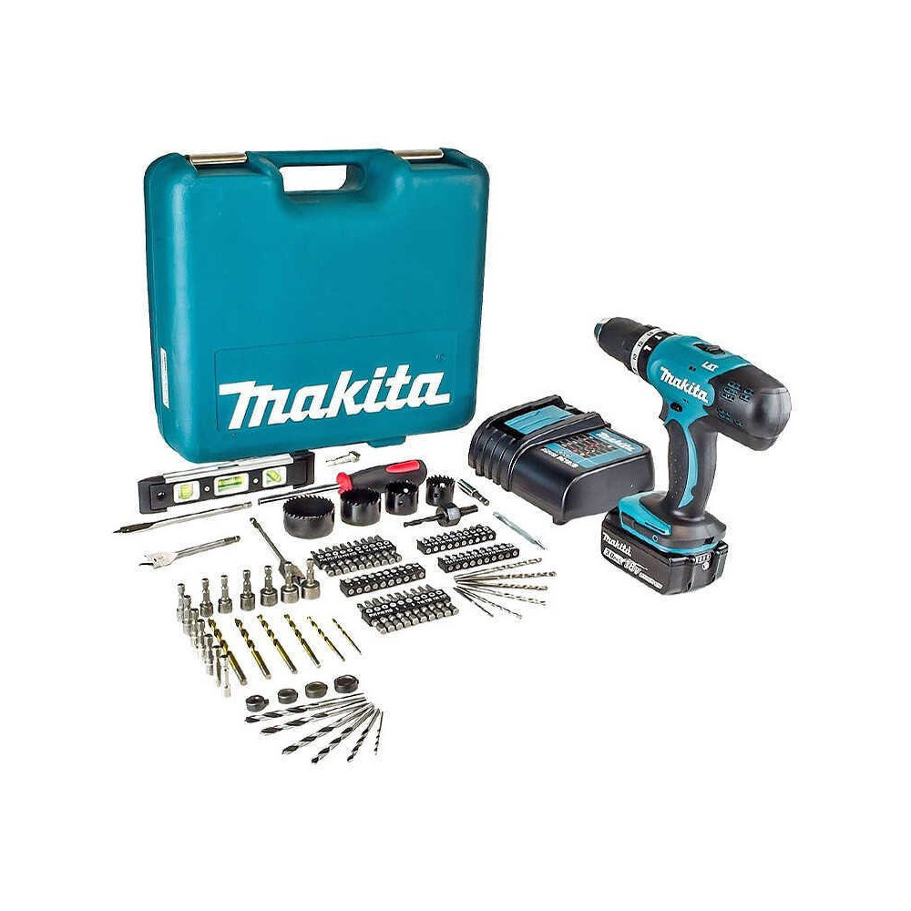 Perceuse visseuse a percussion 18 v avec 101 accessoires Makita DHP453SFTK