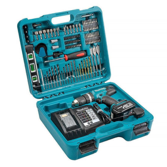 Perceuse visseuse a percussion 18 v avec 101 accessoires Makita DHP453SFTK