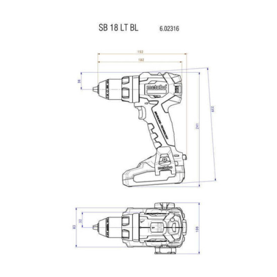 Perceuse a percussion 18V sb 18 lt bl metabox Metabo 602316800