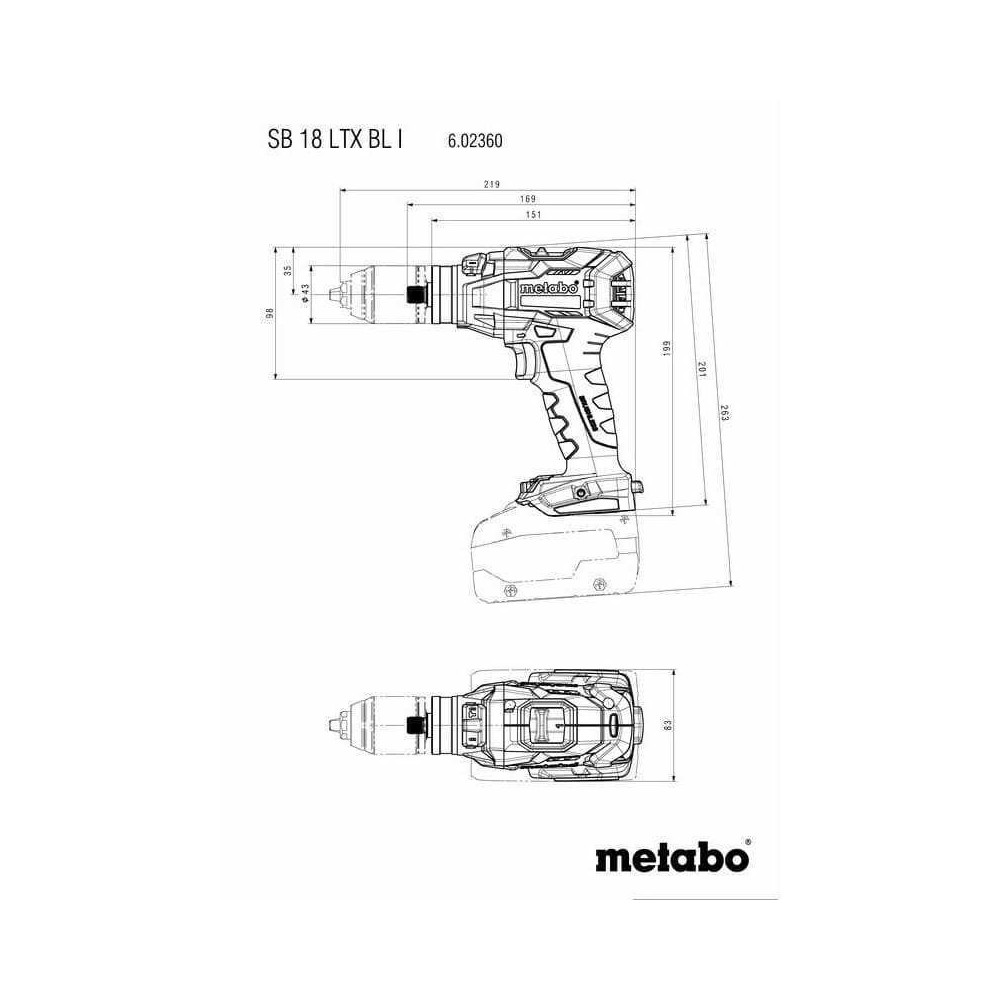 Perceuse a percussion 18V sb 18 ltx bl i metabox Metabo 602360840