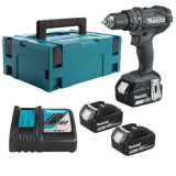 Perceuse visseuse a percussion noir 18 v o 13 mm 3 x 30AH en makpac Makita DHP482F3JB
