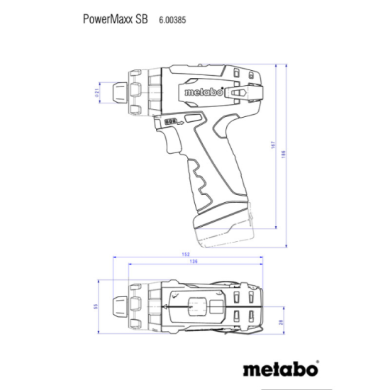 Perceuse a percussion 12V 2X2AH en coffret Metabo 600385500