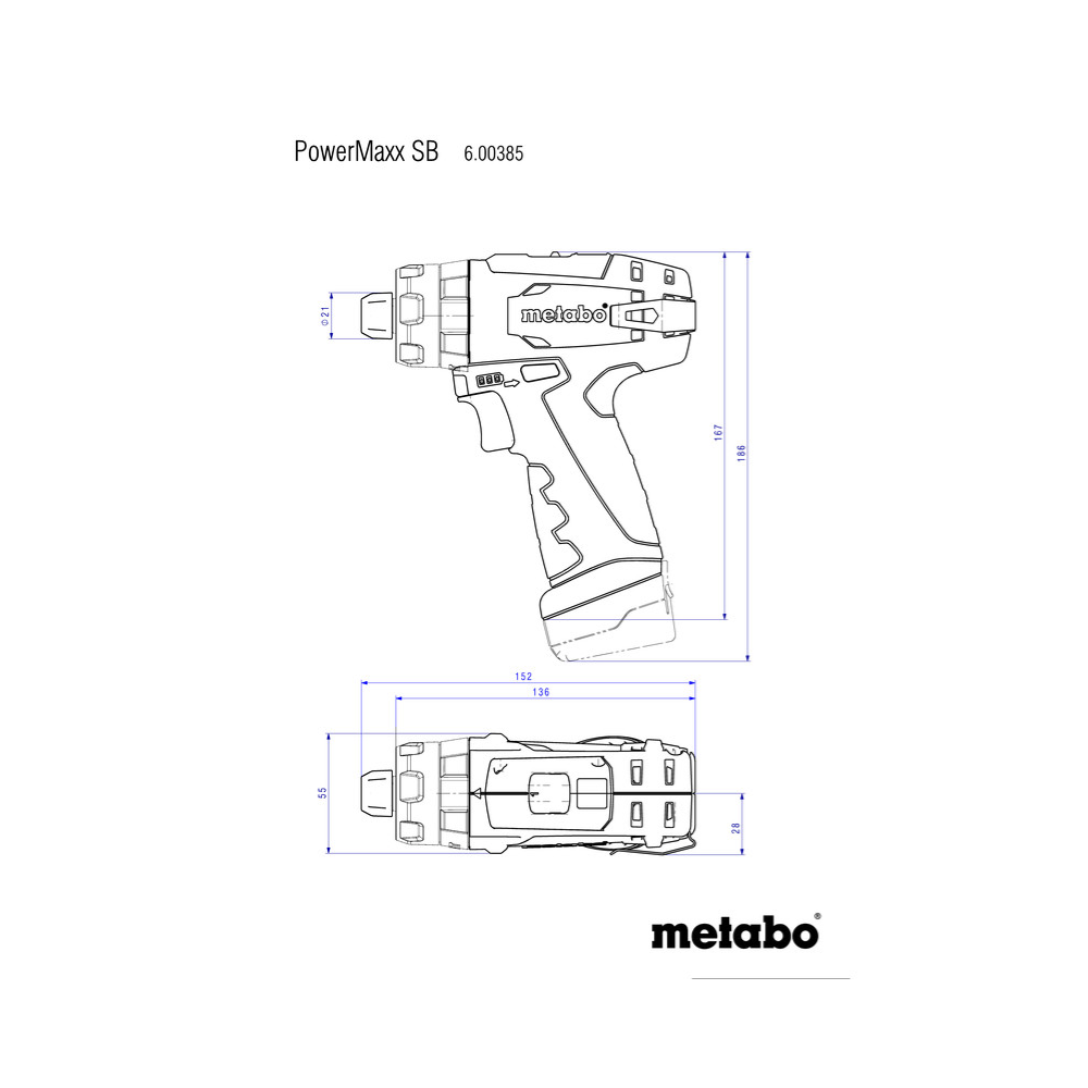 Perceuse a percussion 12V 2X2AH en coffret Metabo 600385500