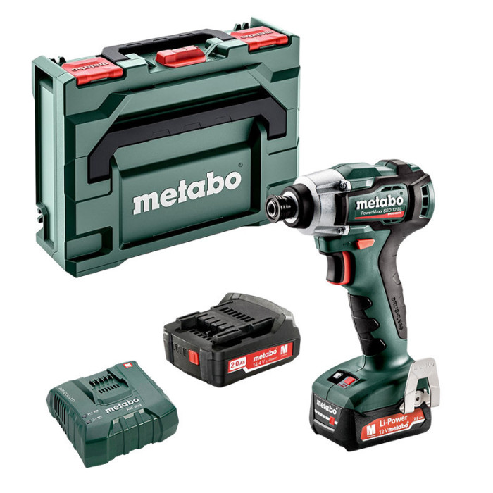 Visseuse a chocs 12V 140 nm 2X20 ah en metabox powermaxx ssd 12 bl Metabo 601115500