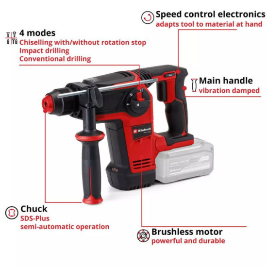 Perforateur burineur 18V tp hd 1826 li bl solo en valise Einhell 4514265