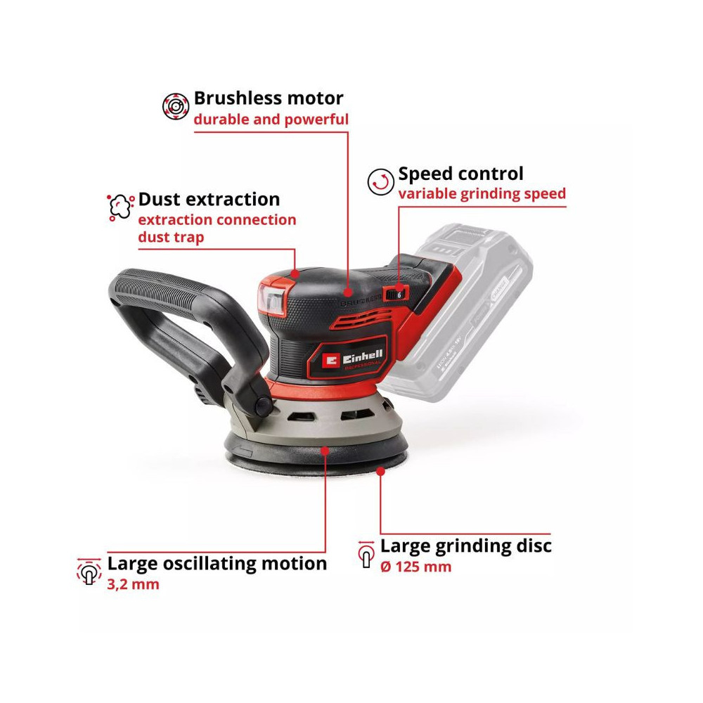 Ponceuse excentrique 18V O125MM tp rs 1832 li bl solo Einhell 4462020