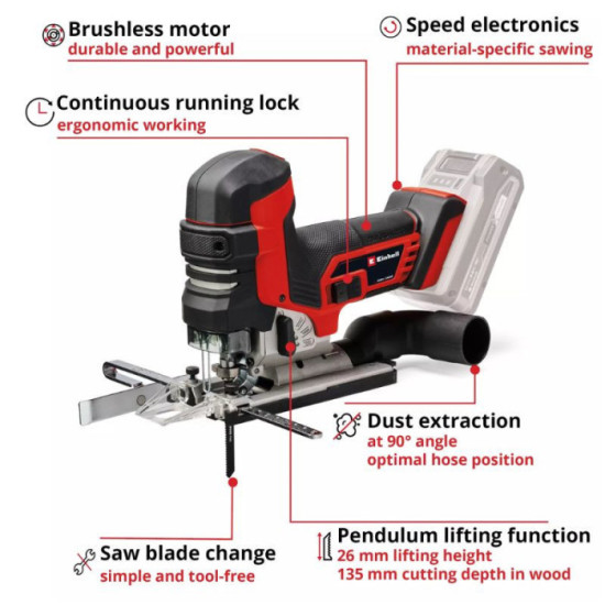 Scie sauteuse 18V solo tp jst 18135 li bl Einhell 4321265