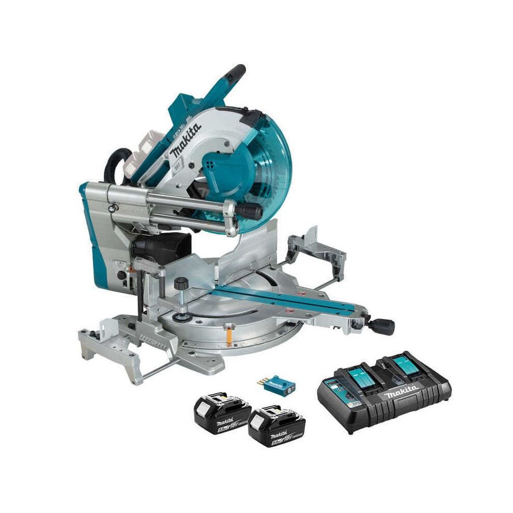 Scie a onglets radiale 36V 305 mm avec systeme aws Makita DLS211PT2U