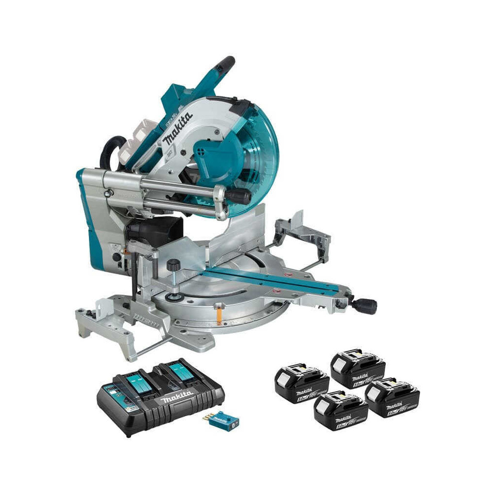 Scie a onglets radiale 36V 305 mm avec systeme aws Makita DLS211PT4U
