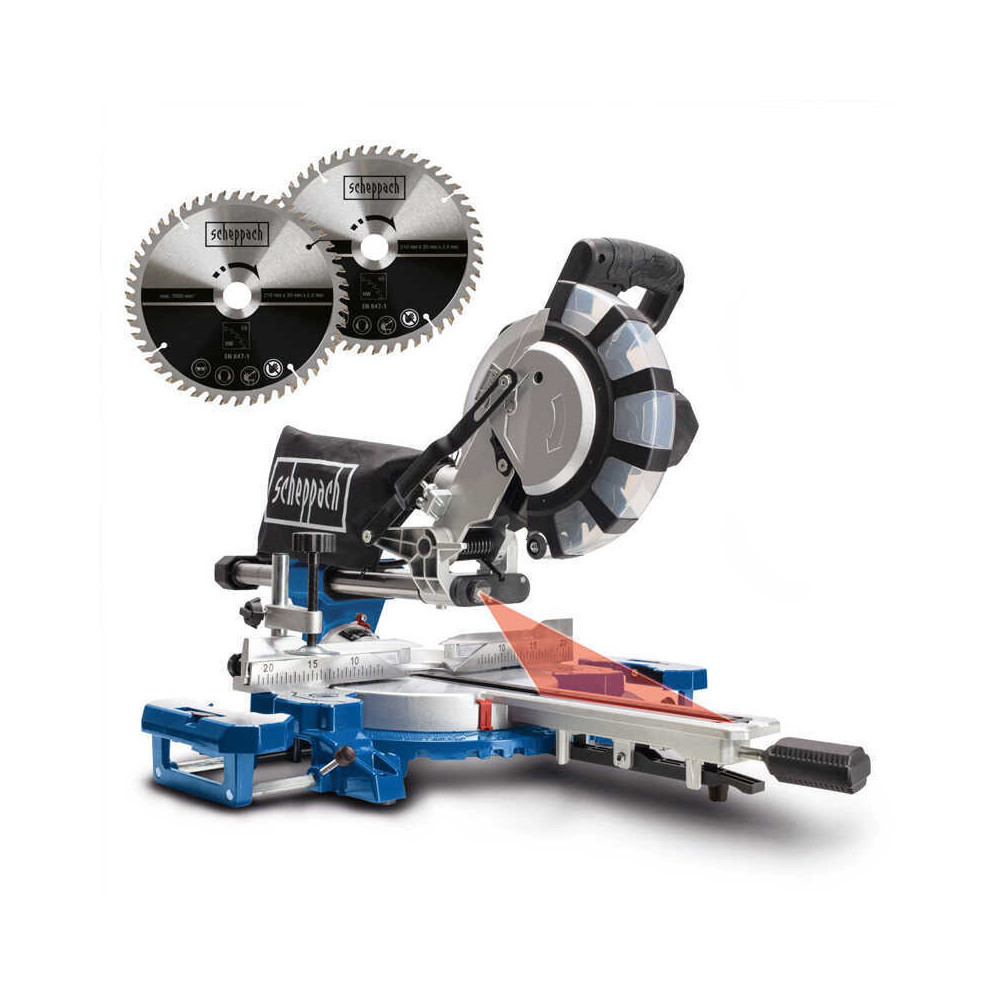 Scie a onglets radiale 2200 w HM254SPX 2 lames O254 mm scheppach 5901222901