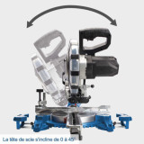 Scie a onglets radiale 2200 w HM254SPX 2 lames O254 mm scheppach 5901222901