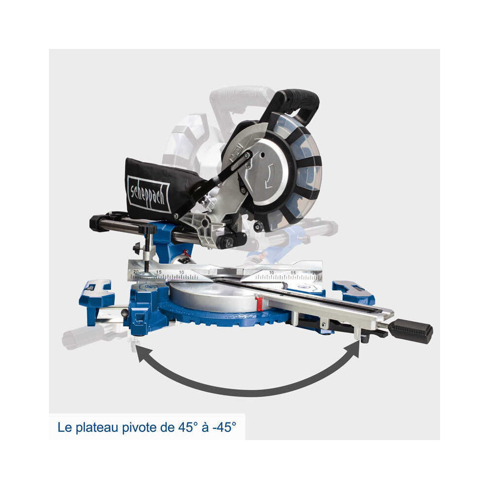 Scie a onglets radiale 2200 w HM254SPX 2 lames O254 mm scheppach 5901222901