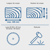 Scie a onglets radiale 2200 w HM254SPX 2 lames O254 mm scheppach 5901222901