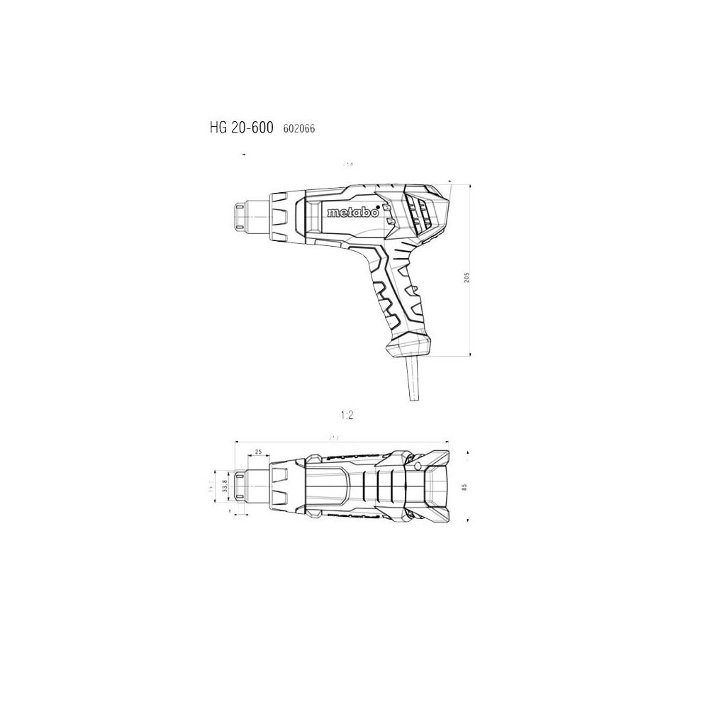 Pistolet a air chaud 2000W hg 20 600 en metabox Metabo 602066500