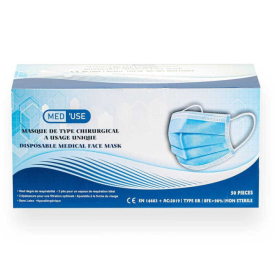 Masques hygieniques chirurgical 3 plis TYPE2R