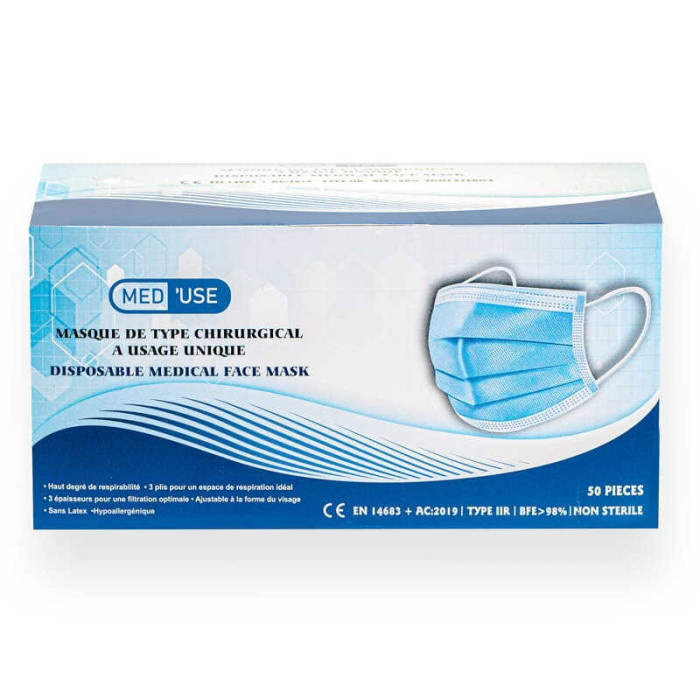 Masques hygieniques chirurgical 3 plis TYPE2R