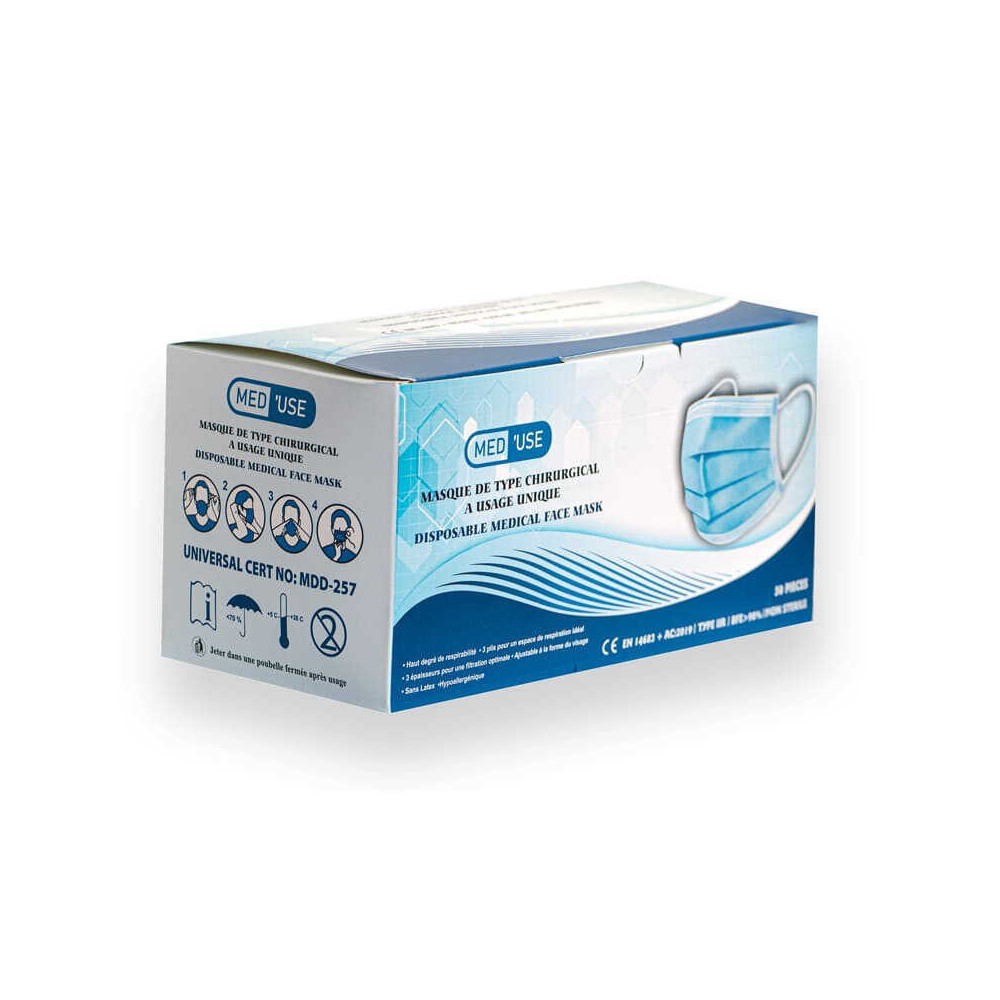 Masques hygieniques chirurgical 3 plis TYPE2R