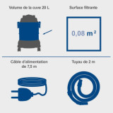 Aspirateur 1600W 5EN1 cuve de 20L SPRAYVAC20 scheppach 5905701901