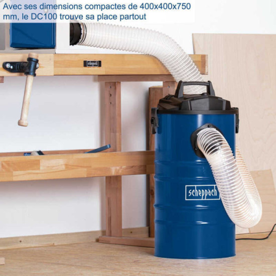 Aspirateur capacite 65 litres cuve metallique DC100 scheppach 5906306901