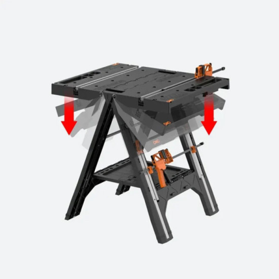Etabli de travail et chevalet de sciage jusqu a 135 kg worx WX051