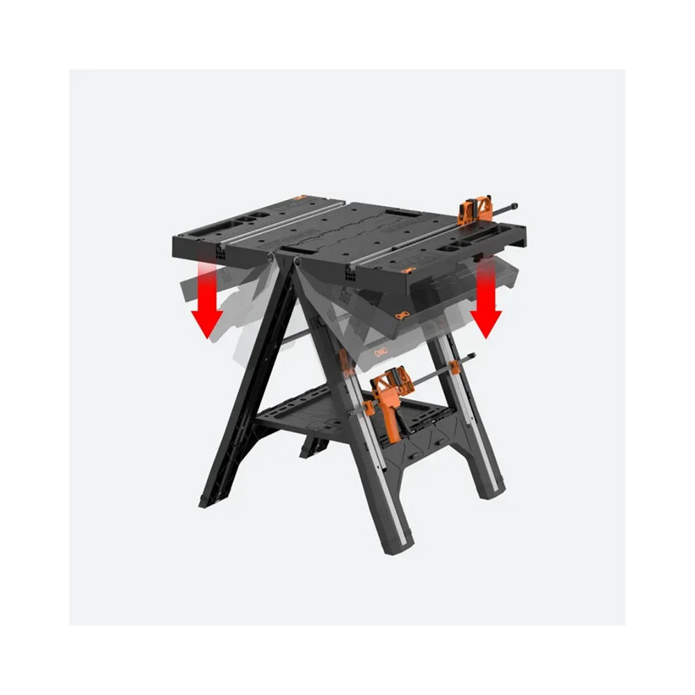 Etabli de travail et chevalet de sciage jusqu a 135 kg worx WX051