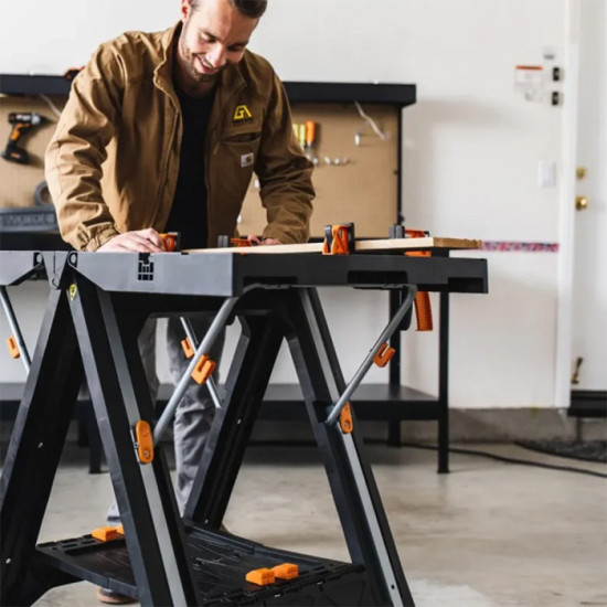 Etabli de travail et chevalet de sciage jusqu a 135 kg worx WX051