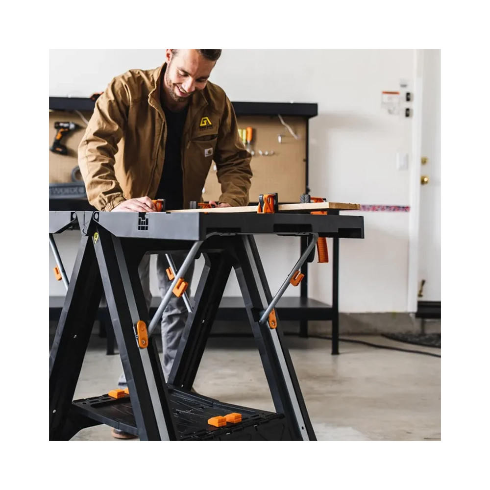 Etabli de travail et chevalet de sciage jusqu a 135 kg worx WX051