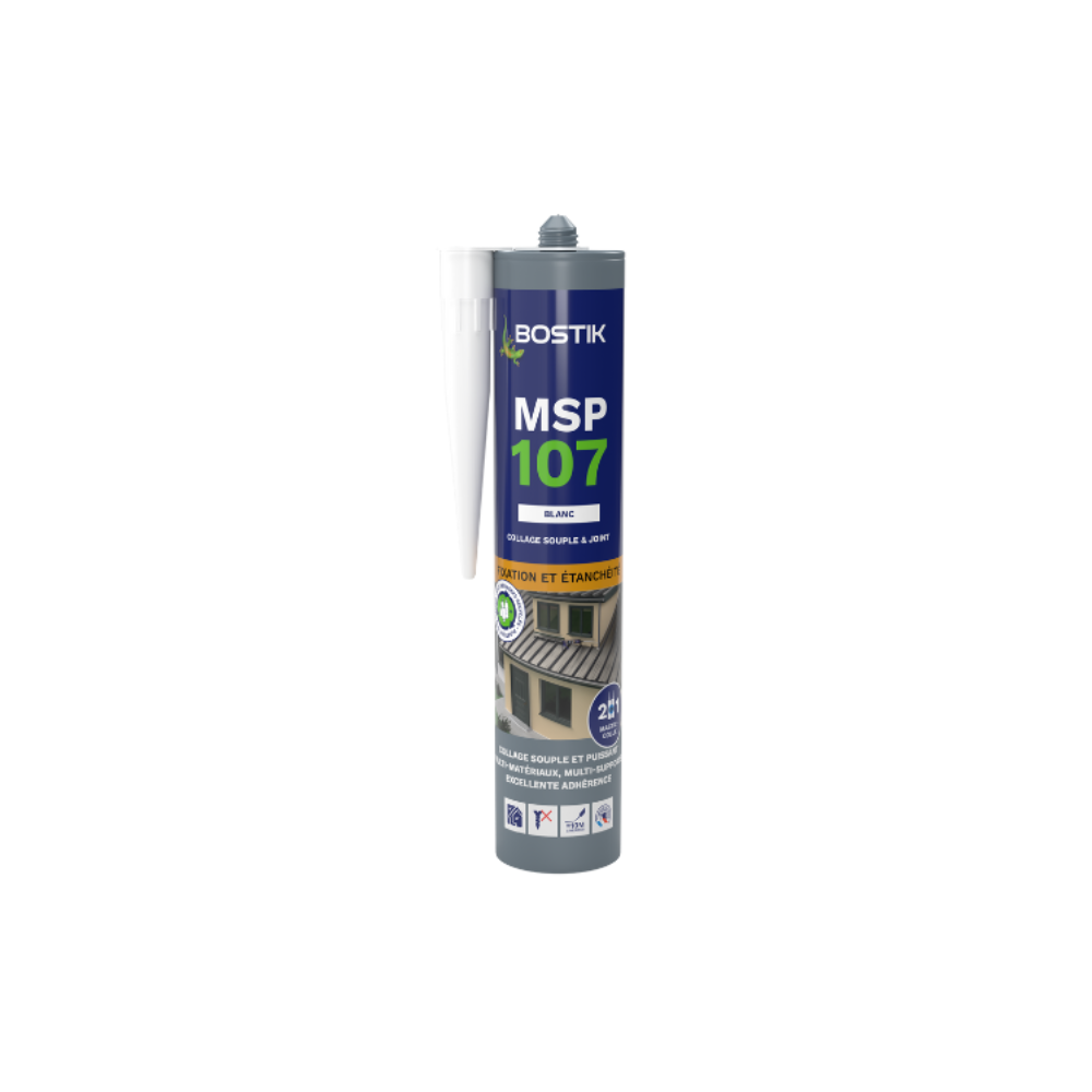 Lot de 12 mastics ms polymeres de fixation et etancheite 290 ml blanc bostik MSP107 BLCX12
