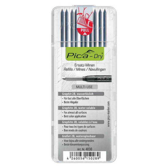 Kit de 10 mines de rechange graphite pour crayon dry Pica 4030