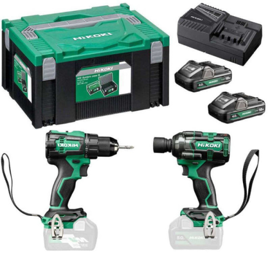 Pack 18V perceuse DS18DE + clé à chocs WR18DBDL2 HiKOKI KC18DEWLZ