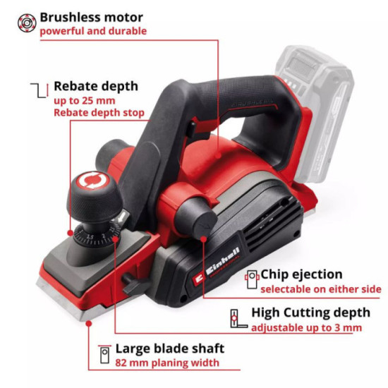 Raboteuse sans fil 18V 82MM tp pl 183 li bl solo Einhell 4345405