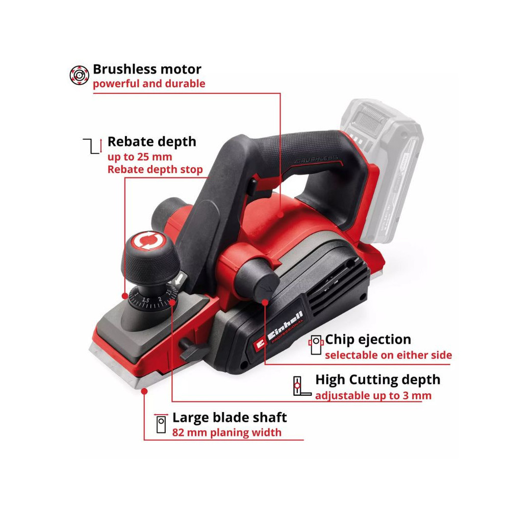 Raboteuse sans fil 18V 82MM tp pl 183 li bl solo Einhell 4345405
