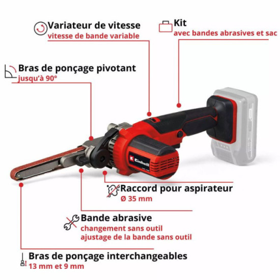 Ponceuse a bande 18V 457MM te bf 18 li solo dans sac Einhell 4461000