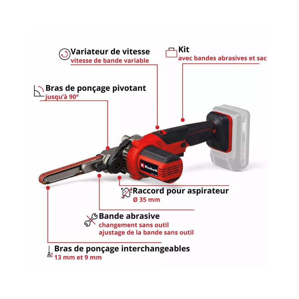 Ponceuse a bande 18V 457MM te bf 18 li solo dans sac Einhell 4461000