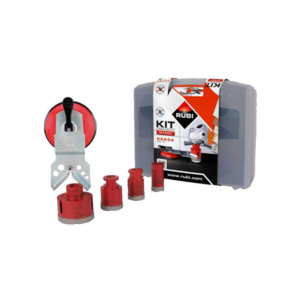 RUBI DRYGRES - Kit 4 trépans diamant 28-68 mm à sec