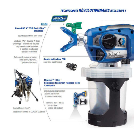 Pistolet a peinture pulverisateur airless ultra Graco 17M360