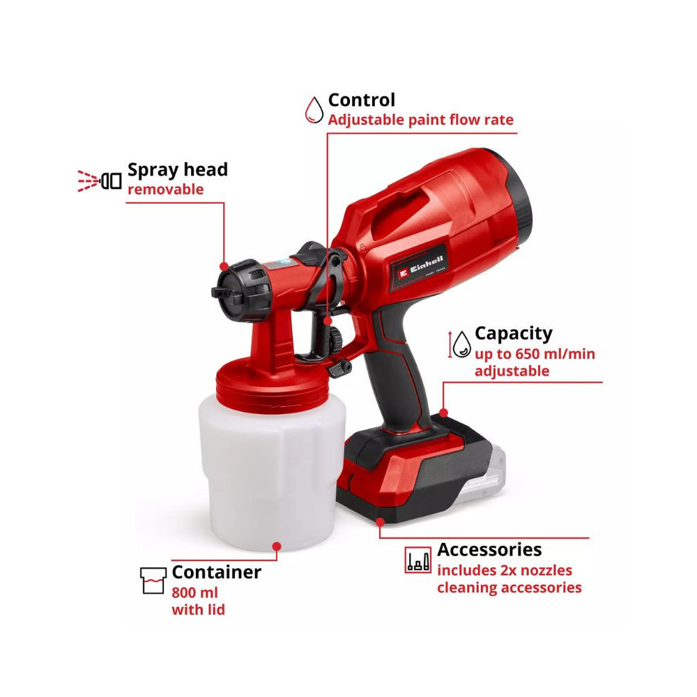 Pistolet a peinture 18V solo 800ML tc sy 1860 li Einhell 4260025