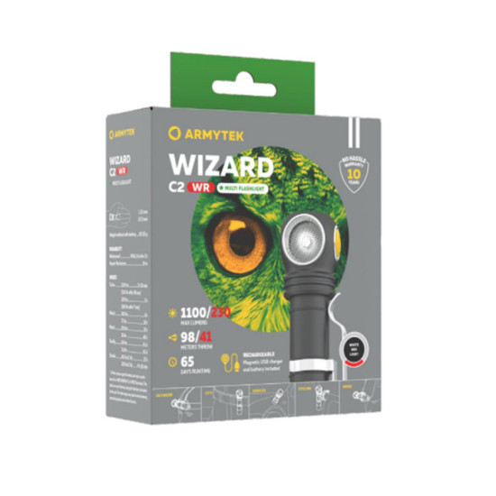 Lampe frontale wizard C2 wr couleur blanche 1100 lm armytek F06901C