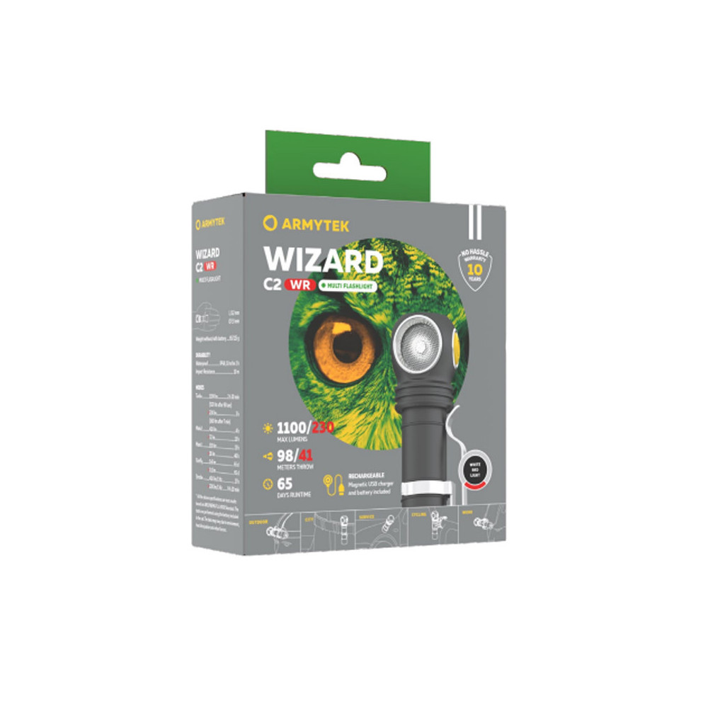Lampe frontale wizard C2 wr rouge et blanc 1020LM 230LM armytek F06901W