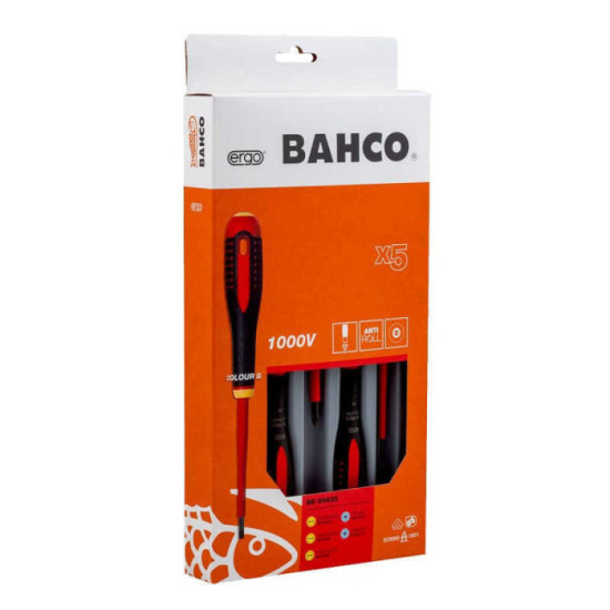 Jeu de tournevis isoles fendus pozidriv 5 pieces Bahco be 9882S